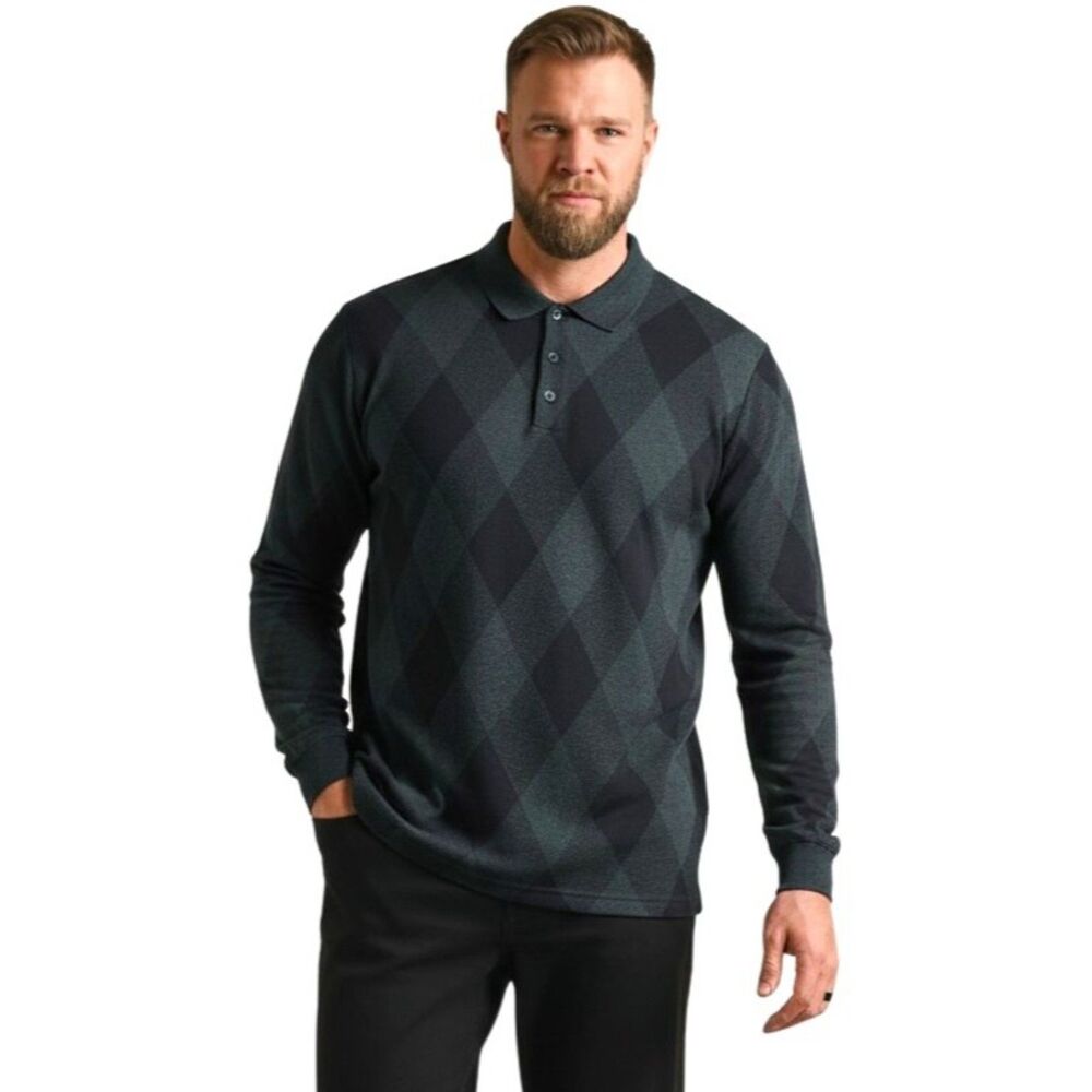 Van Heusen Charcoal and Green Argyle Polo Shirt, NEW! Size XXL